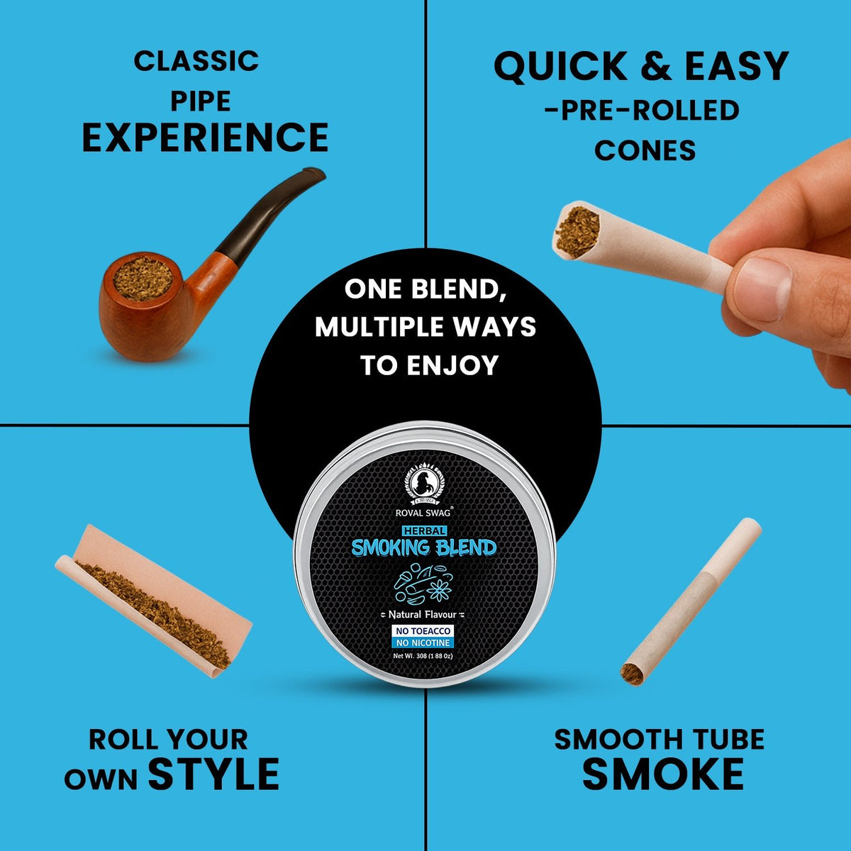 Ayurvedic Herbal Mixture Smoking Blend NATURAL FLAVOUR (30 g/1.0 oz Container) theroyalswag