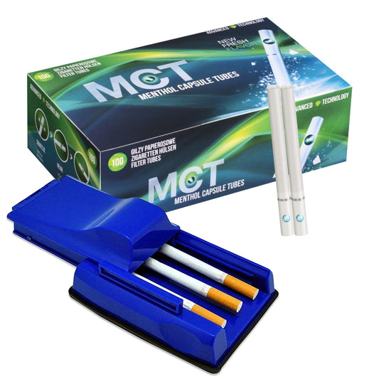 Tripple Cigarette Tube Injector Manual Hand Maker Cigarette Machine With Premium King Size 84 mm Filter Empty Cigarettes MCT Mint Tubes 100Pc theroyalswag
