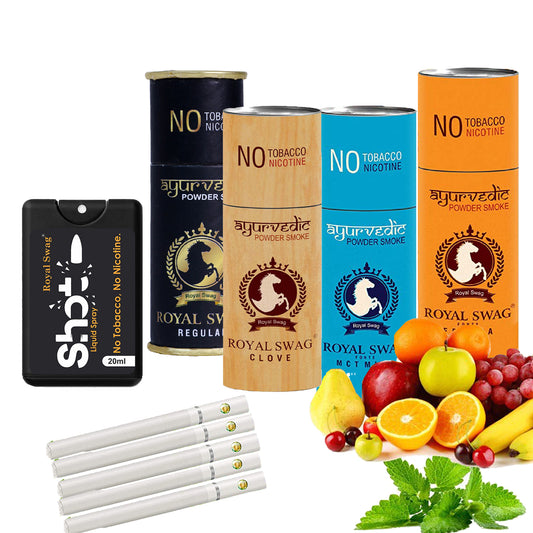 Royal Swag Flavored Herbal Cigarette Combo Pack (Frutta, Clove, Mint,Regular - Each 5 Stick, Shot-1)