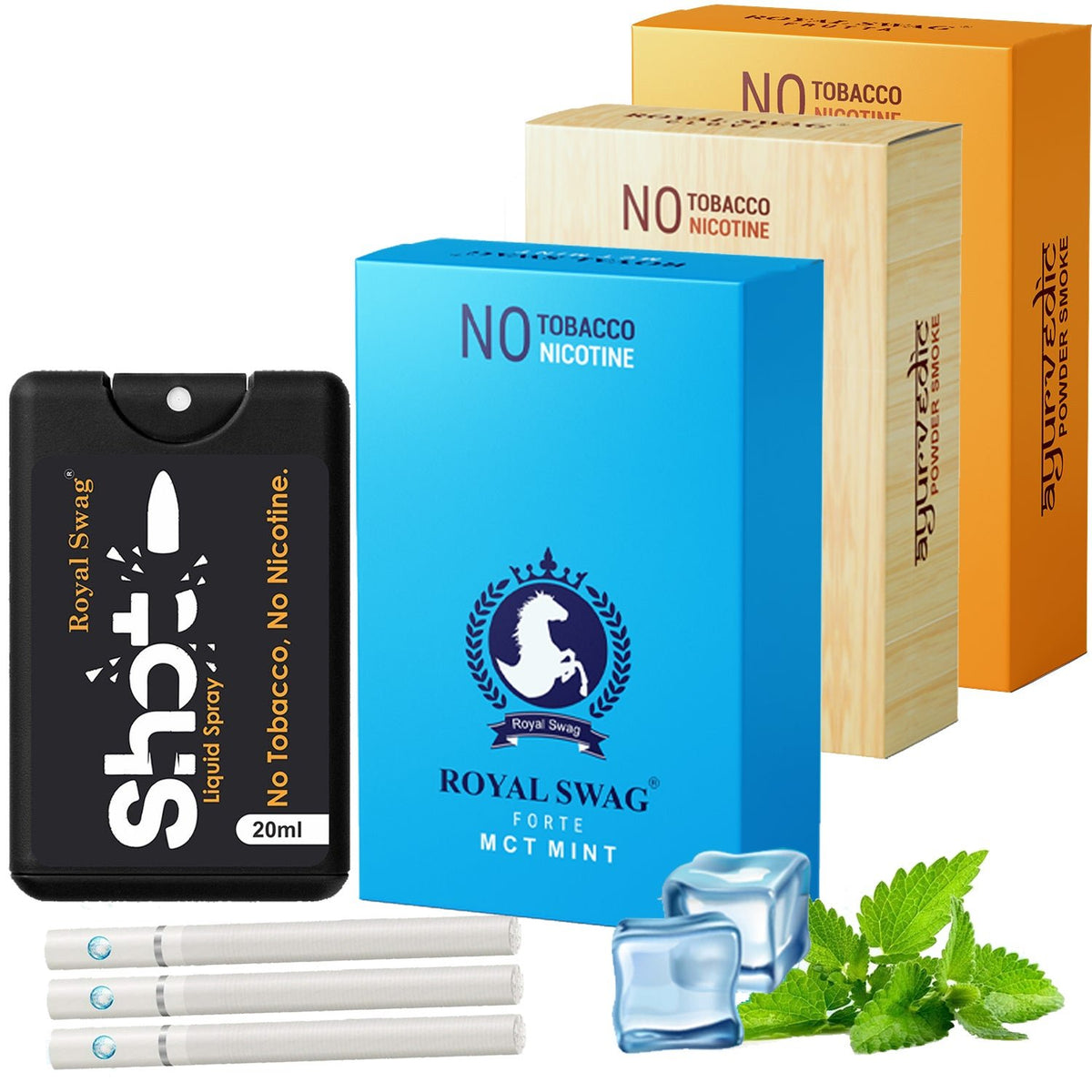 Royal Swag Flavored Herbal Cigarette Combo Pack (Frutta, Clove, Mint - Each 10 Stick, Shot-1) theroyalswag